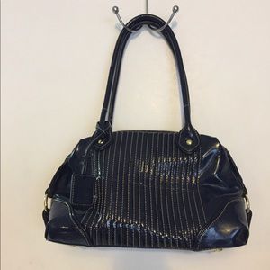 Maxx New York navy blue patent satchel purse